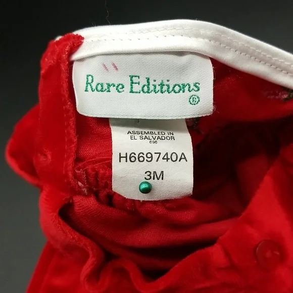 Rare Editions Red Velvety 3 Months Baby Dress - Picture 4 of 8